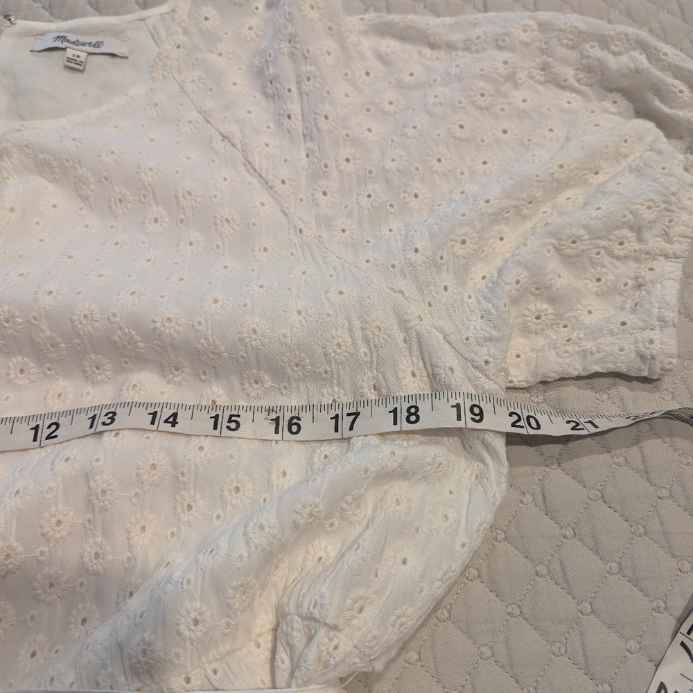 MADEWELL Eyelet Tassel-Tie Mini Dress Size 10 Cream/Ivory - Picture 7 of 9
